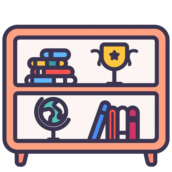 Book Furniture Rack Icon Filled Outline Style — Stock Vector