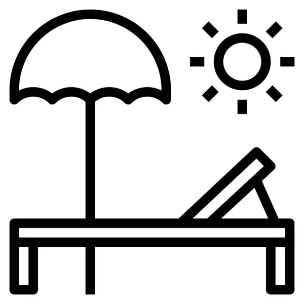 Beach Bed Sea Icon Outline Style — Stock Vector
