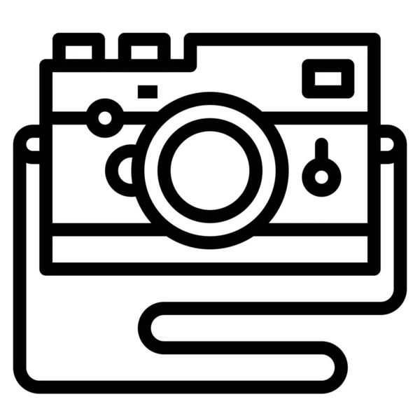 Cámara Foto Fotografía Icono Estilo Esquema — Vector de stock