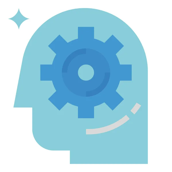 Brain Process Flat Icon Flat Style — Stock Vector