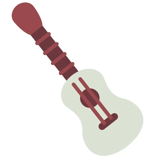 Camping Guitar Hobby Icon Flat Style — Stock Vector