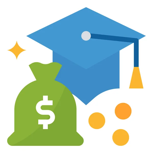 Finance Money Scholarship Icon Flat Style — Stockový vektor