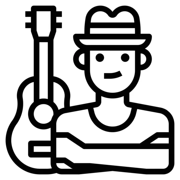 Avatar Guitar Hobby Icon Outline Style — Stock Vector