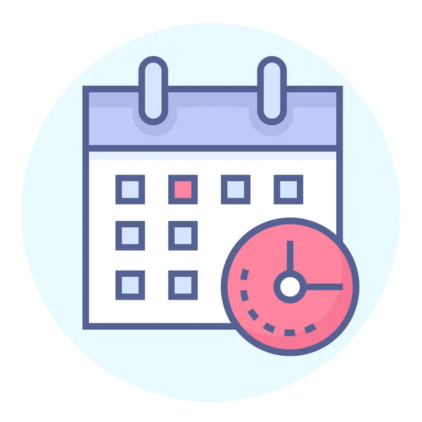 Ημερολόγιο Ρολόι Ημερομηνία Εικονίδιο Στυλ Γεμισμένο Περίγραμμα — Διανυσματικό Αρχείο