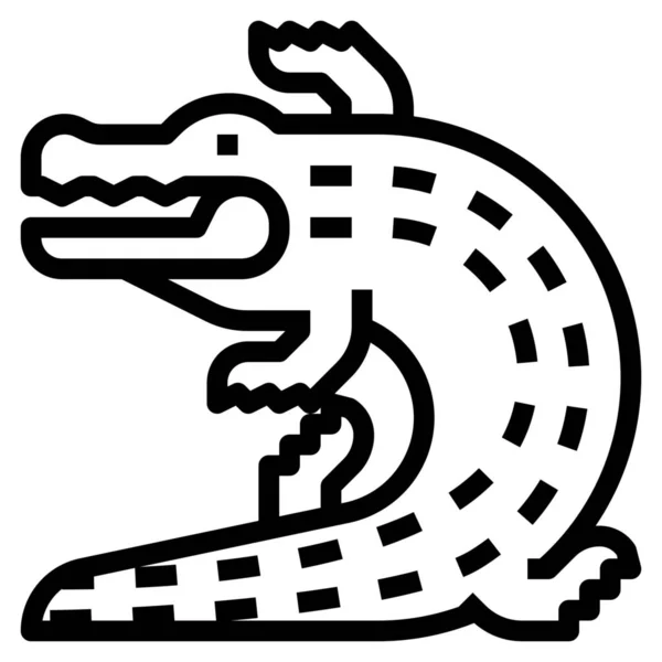 Djur Krokodil Reptiler Ikon Kontur Stil — Stock vektor