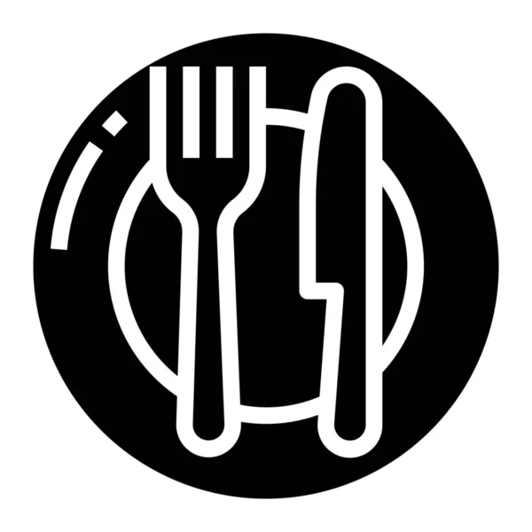 Икона Ресторанов Вилку Твердом Стиле — стоковый вектор