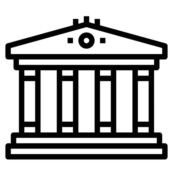 Icono Los Edificios Bancarios Bancarios Estilo Esquema — Archivo Imágenes Vectoriales