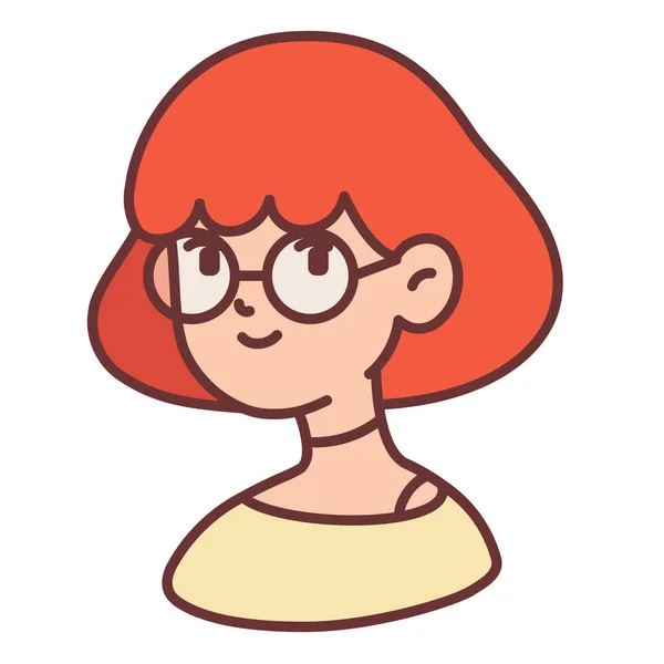 Avatar Ginger Girl Icon Filled Outline Style — 스톡 벡터