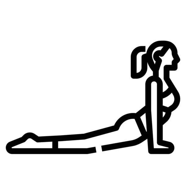 Bhujangasana Cobra Exercise Icon Outline Style — 스톡 벡터