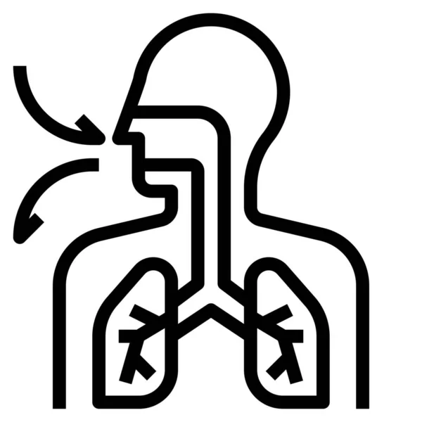 Icono Respiratorio Biológico Anatomía Estilo Esquema — Archivo Imágenes Vectoriales