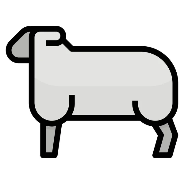 Ferme Ferme Icône Mouton Dans Style Contour Rempli — Image vectorielle