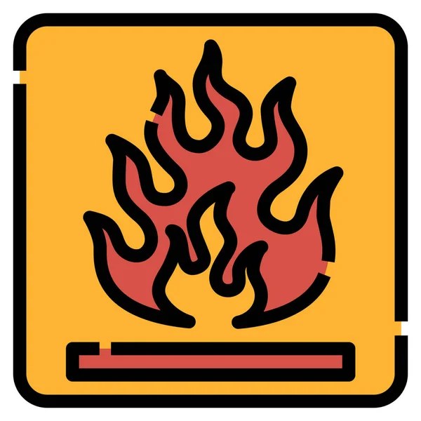 Peligro Fuego Icono Inflamable — Vector de stock