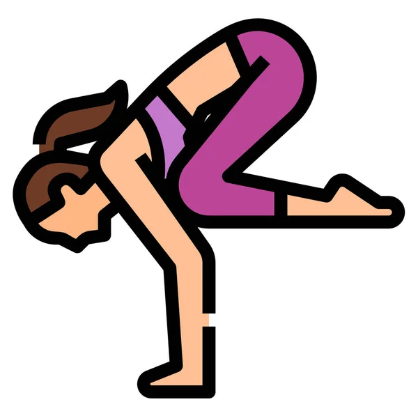 Bakasana Kraai Oefening Icoon Fitness Yoga Dieet Categorie — Stockvector