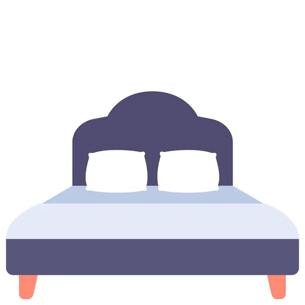 Двуспальная Кровать Икона Мебели Плоском Стиле — стоковый вектор