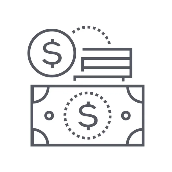 Pièces Espèces Icône Dollar Dans Style Outline — Image vectorielle