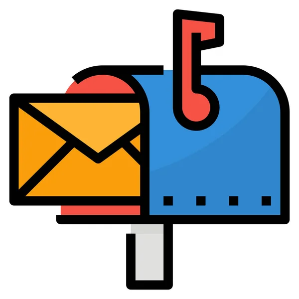 Box Mail Marketing Icoon Gevulde Omtrek Stijl — Stockvector