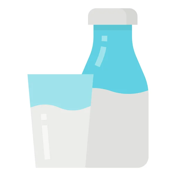 Calcium Gezonde Melk Pictogram Platte Stijl — Stockvector