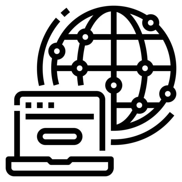 Ordinateur Connecter Connexion Icône — Image vectorielle