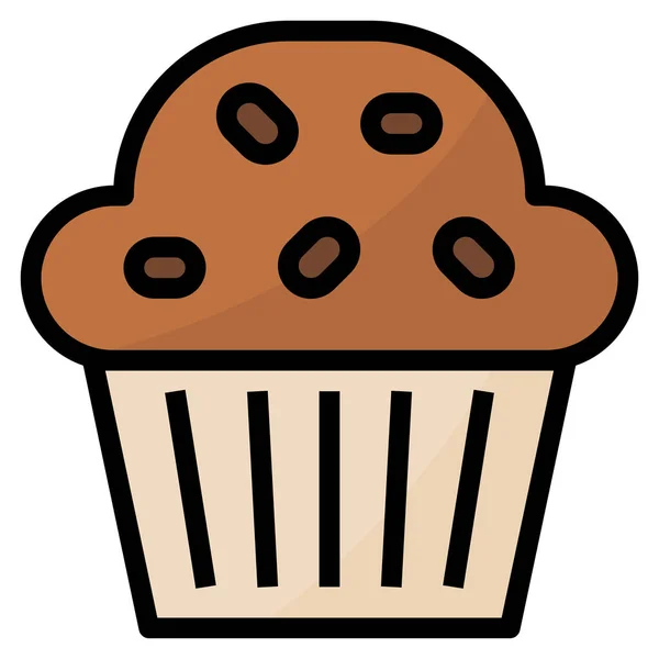 Bakery Cupcake Dessert Icon Filled Outline Style — Stock Vector