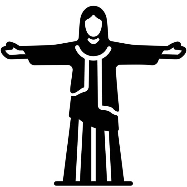 耶稣的基督拯救者建筑图标 — 图库矢量图片