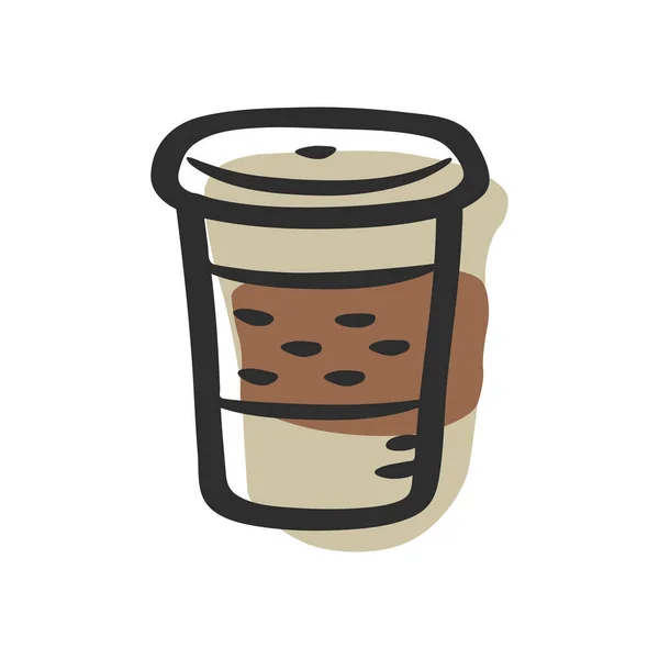 Içecek Cappuccino Kahve Ikonu Doldurulmuş Ana Hatları Tarzında — Stok Vektör