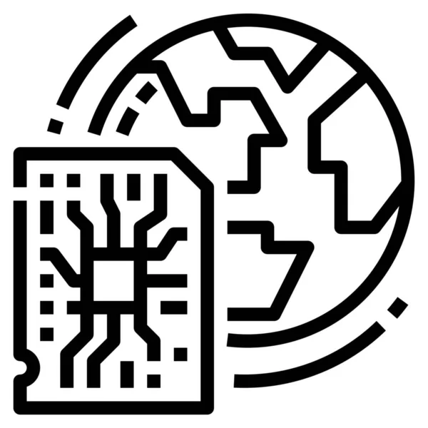 Chip Electrónica Icono Global Categoría Negocios Gestión — Archivo Imágenes Vectoriales