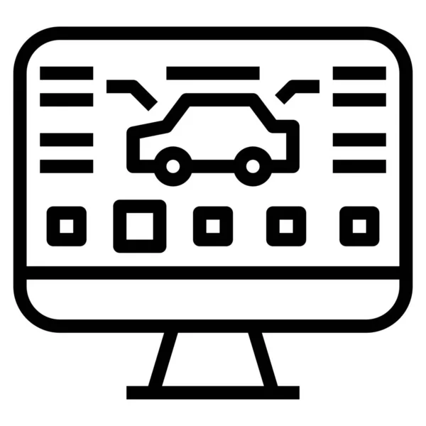 Icona Del Programma Monitoraggio Auto Stile Outline — Vettoriale Stock
