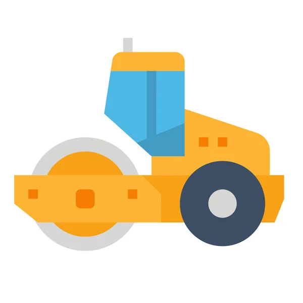 Construction Machine Roller Icon Flat Style — Stockový vektor