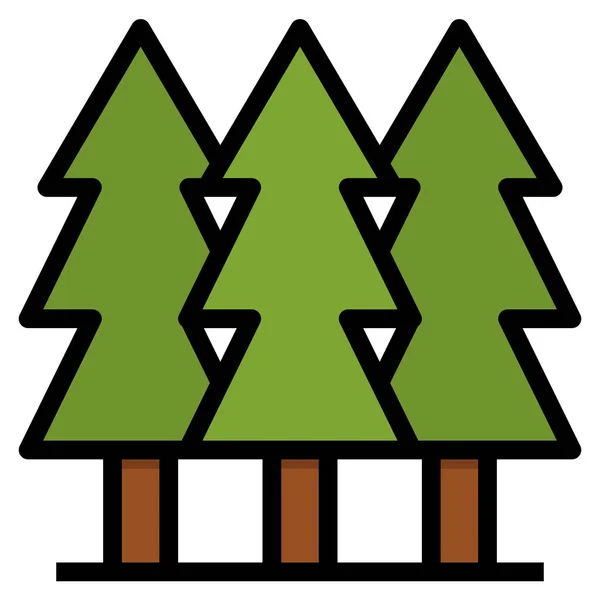 Κάμπινγκ Δάσος Φύση Εικονίδιο Γεμάτο Περίγραμμα Στυλ — Διανυσματικό Αρχείο
