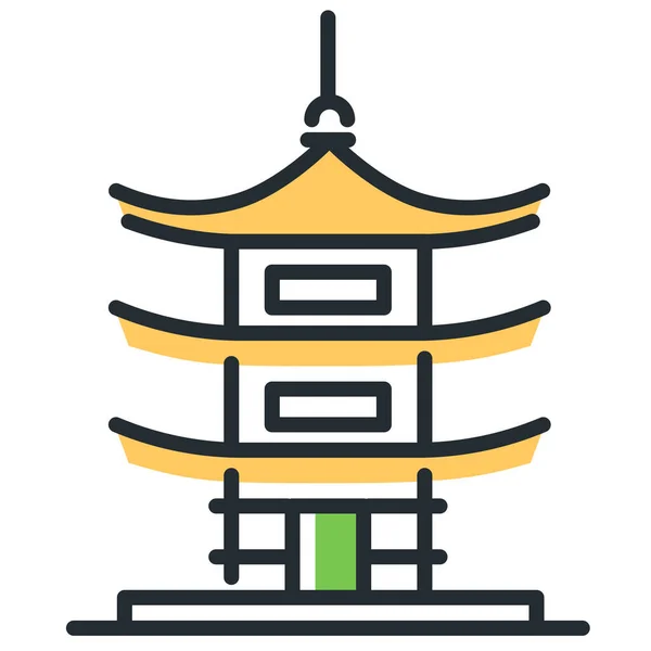 Icono Pagoda Hito Japón Categoría Lugares Interés — Archivo Imágenes Vectoriales