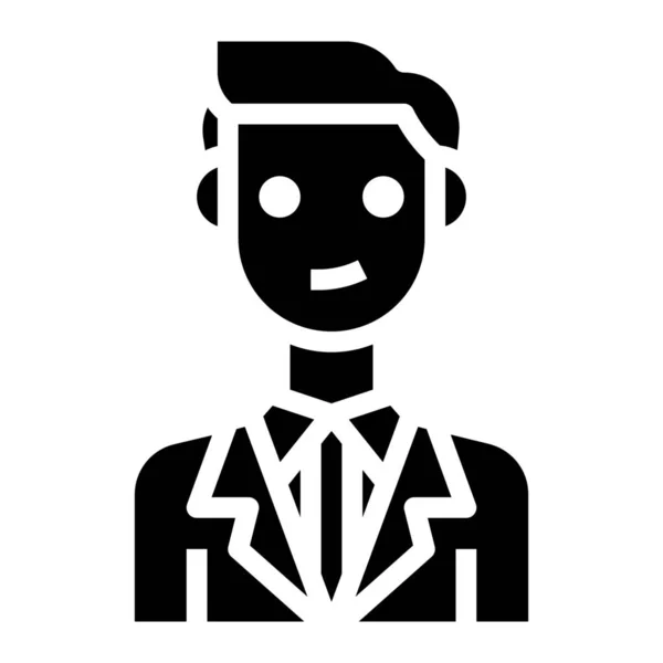 Icono Hombre Negocios Avatar Estilo Sólido — Vector de stock