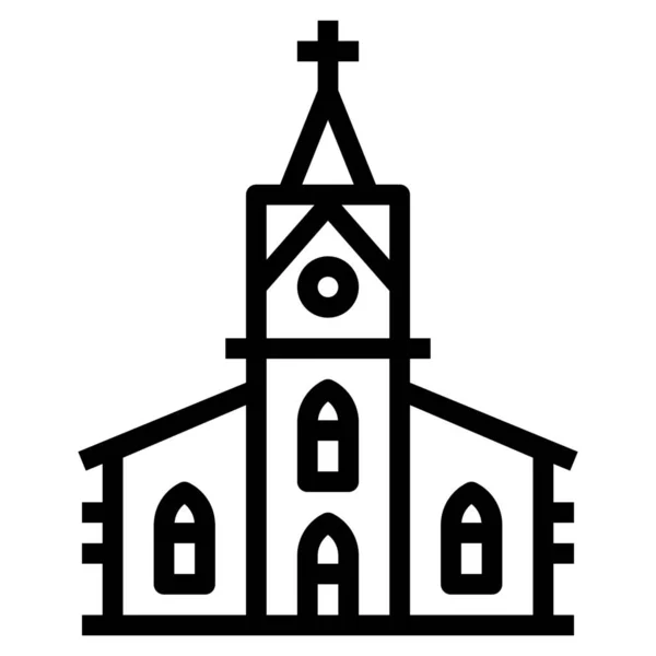 Gebäude Christliche Kirche Ikone Umriss Stil — Stockvektor
