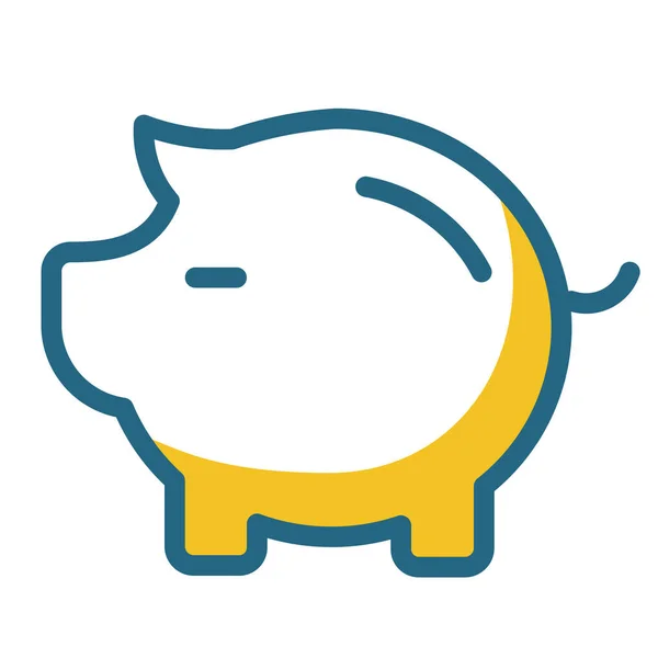 Money Box Pig Piggy Bank Icon Filled Outline Style — Stock Vector