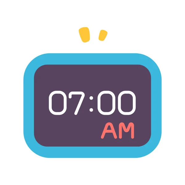 Reloj Despertador Icono Digital Estilo Plano — Vector de stock