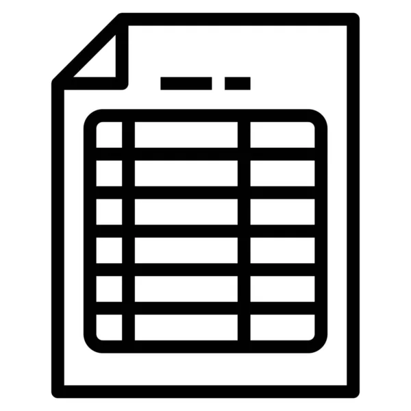Excel Εικονίδιο Φύλλο Αρχείου Στυλ Περίγραμμα — Διανυσματικό Αρχείο