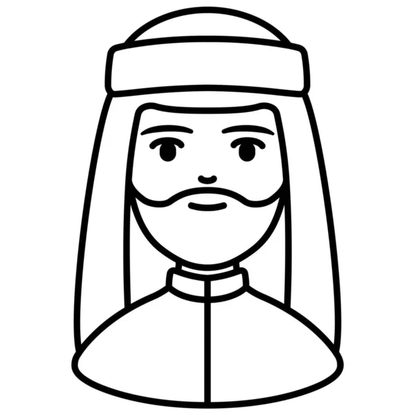 Árabe Avatar Islam Icono Estilo Esquema — Vector de stock