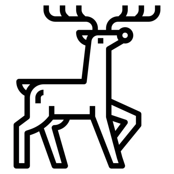 Animales Navidad Ciervo Icono Estilo Esquema — Archivo Imágenes Vectoriales