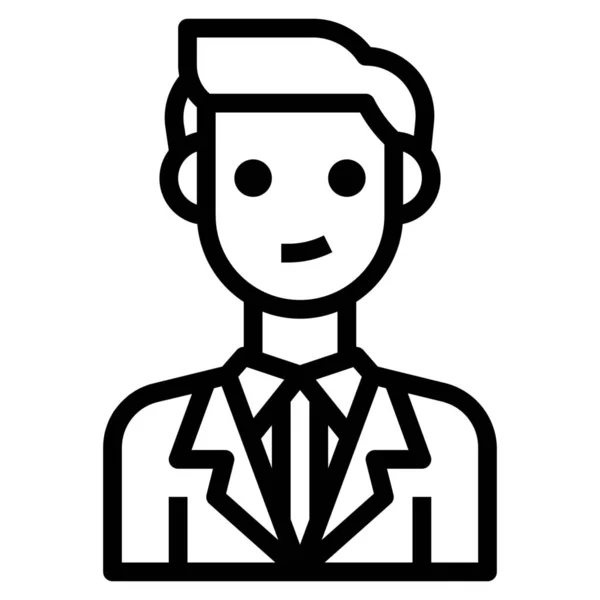 Icono Hombre Negocios Avatar Estilo Esquema — Vector de stock