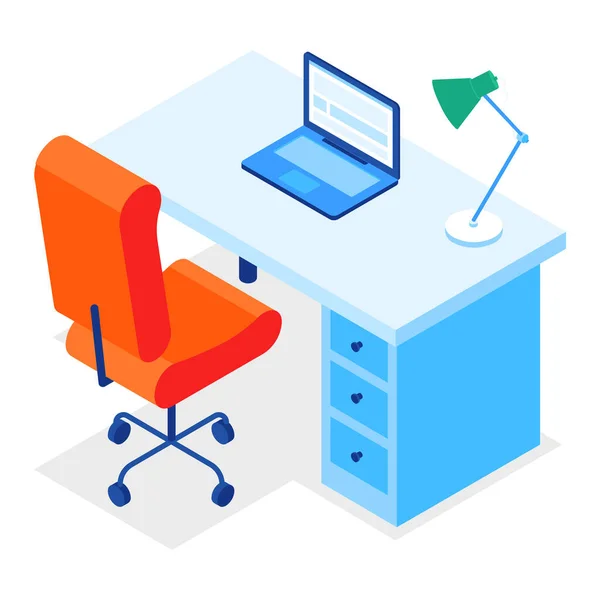 Desk Workplace Laptop Icon — Stock Vector