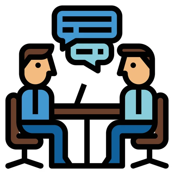 Interview Meeting Teamwork Icon Filled Outline Style — Vector de stock