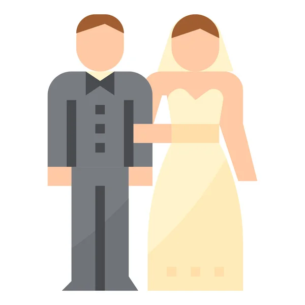 Bride Groom Love Icon Flat Style — Wektor stockowy