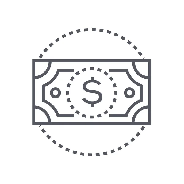 Billet Cash Dollar Icône Dans Style Contour — Image vectorielle