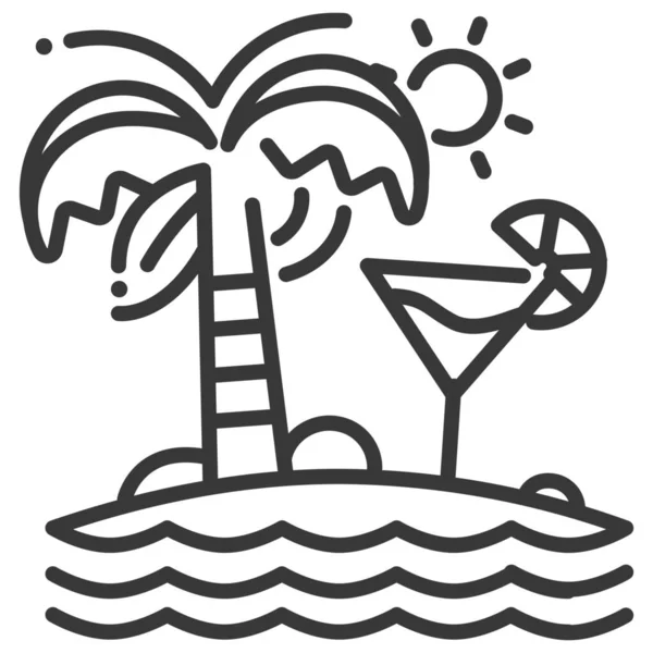 Cocktail Île Palmiers Icône Dans Style Outline — Image vectorielle