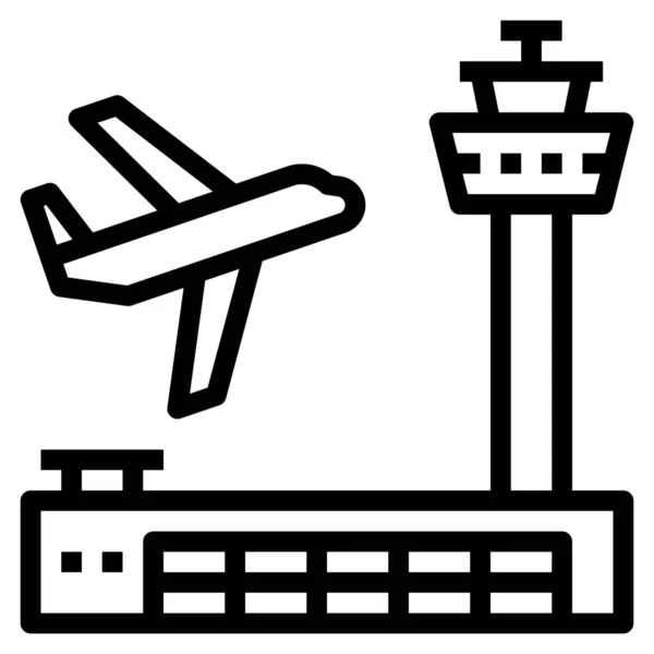 Flughafen Architektur Ikone Outline Stil — Stockvektor