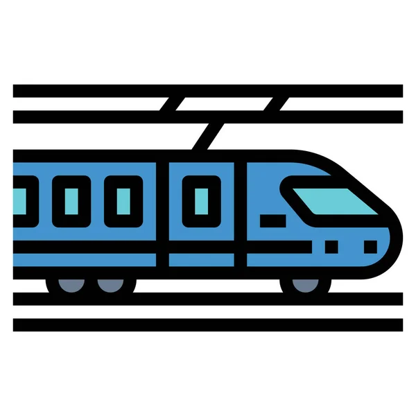 Ikon För Järnvägstransport Fyllig Konturstil — Stock vektor