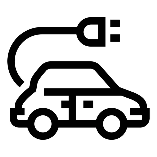 Strom Ikone Für Elektroautos Outline Stil Aufladen — Stockvektor