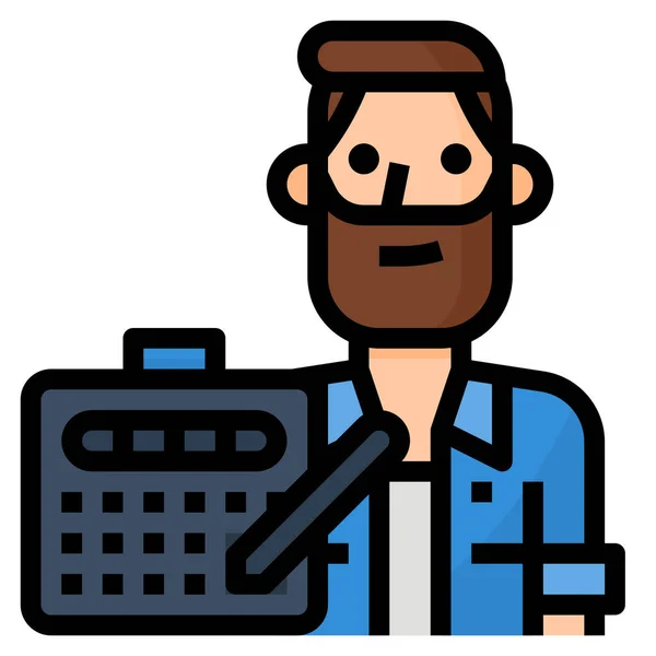 Icono Gráfico Diseñador Avatar Estilo Contorno Lleno — Vector de stock