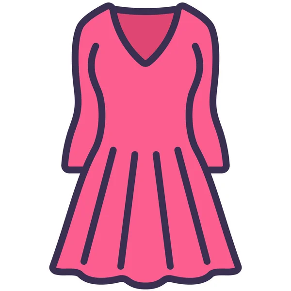 Ρούχα Φόρεμα Εικονίδιο Της Μόδας Γεμιστό Περίγραμμα Στυλ — Διανυσματικό Αρχείο