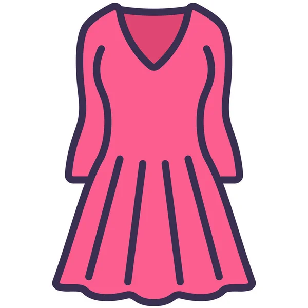 Vestido Ropa Icono Moda Estilo Contorno Lleno — Vector de stock