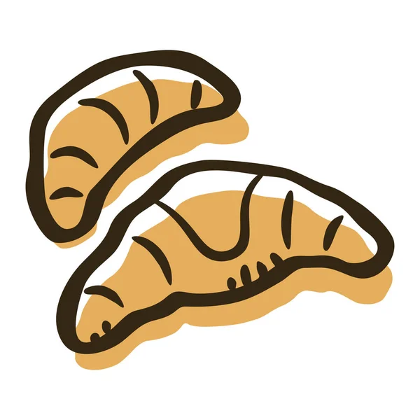 Icône Croissants Petit Déjeuner Boulangerie Dans Style Contour Rempli — Image vectorielle